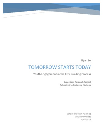 Tomorrow Starts Today Youth engagement in the city-building process thumbnail