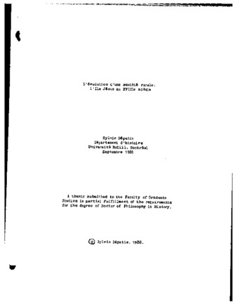 L'évolution d'une société rurale : lîle Jésus au XVIIIe siècle thumbnail