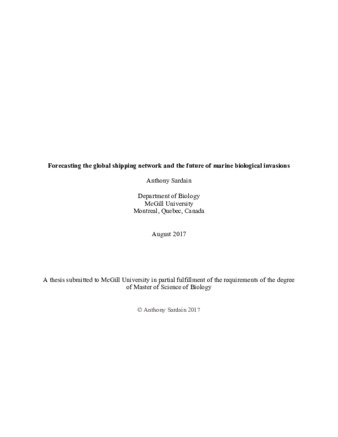 Forecasting the global shipping network and the future of marine biological invasions thumbnail