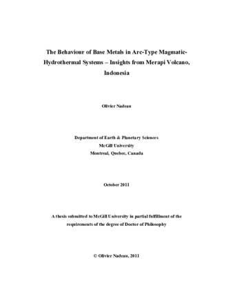 The behaviour of base metals in arc-type magmatic-hydrothermal systems - insights from Merapi volcano, Indonesia thumbnail