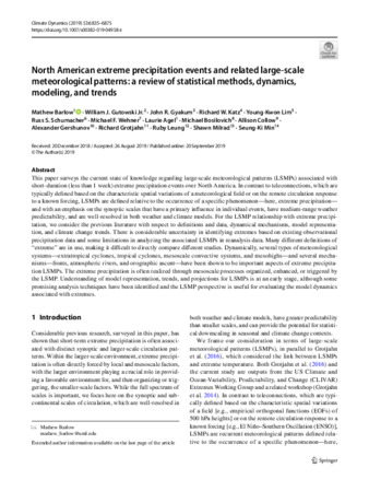 North American extreme precipitation events and related large-scale meteorological patterns: a review of statistical methods, dynamics, modeling, and trends thumbnail