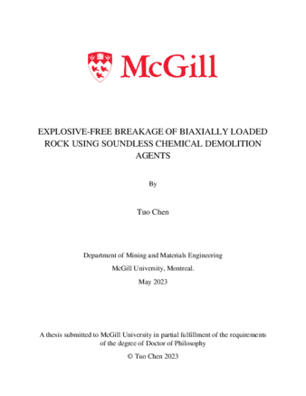 Explosive-free breakage of biaxially loaded rock using soundless chemical demolition agents thumbnail