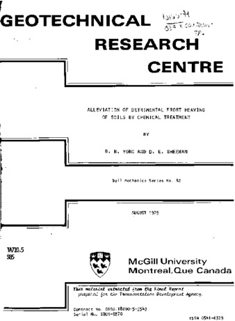 Alleviation of detrimental frost heaving of soils by chemical treatment thumbnail