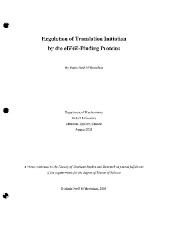 Regulation of translation initiation by the elF4E-binding proteins thumbnail