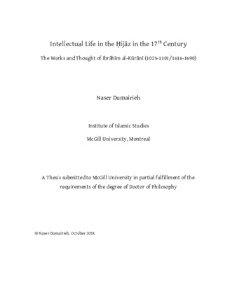 Intellectual life in the Hijaz in the 17th century: The works and thought of Ibrahim al-Kurani (1025-1101/1616-1690) thumbnail