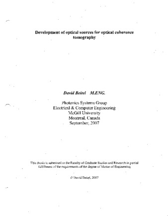 Development of optical sources for optical coherence tomography thumbnail