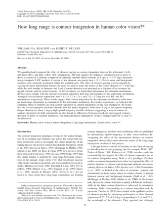 How long range is contour integration in human color vision? thumbnail