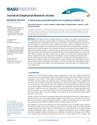 A basal stress parameterization for modeling landfast ice thumbnail