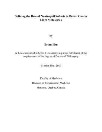 Defining the role of neutrophil subsets in breast cancer liver metastases thumbnail
