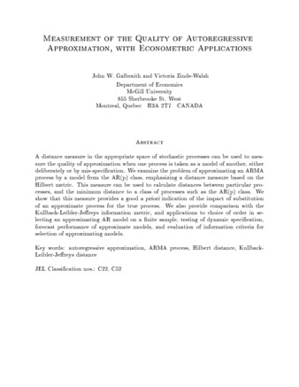 Measurement of the quality of autoregressive approximation, with econometric applications thumbnail