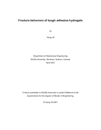 Fracture behaviors of tough adhesive hydrogels thumbnail