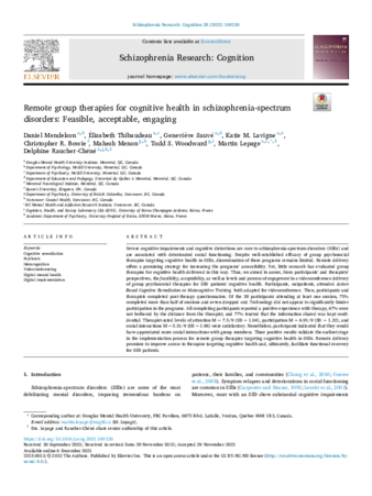 Remote group therapies for cognitive health in schizophrenia-spectrum disorders: Feasible, acceptable, engaging thumbnail