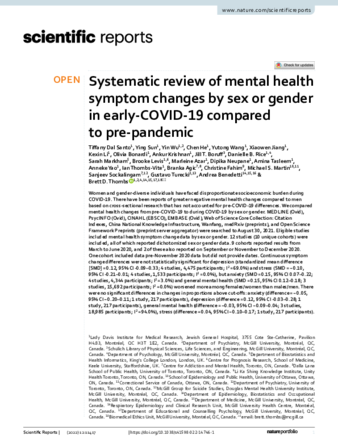 Systematic review of mental health symptom changes by sex or gender in early-COVID-19 compared to pre-pandemic thumbnail