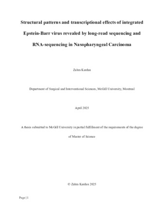 Structural patterns and transcriptional effects of integrated Epstein-Barr virus revealed by long-read sequencing and RNA-sequencing in Nasopharyngeal Carcinoma thumbnail