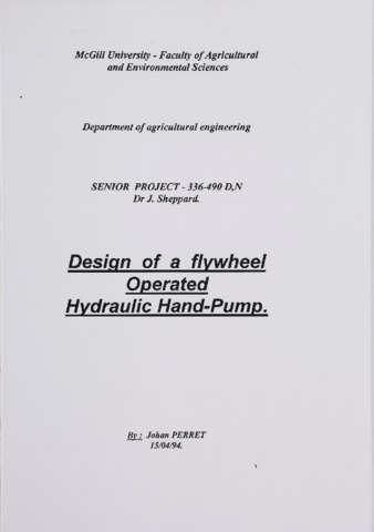 Design of a Flywheel Operated Hydraulic Hand-Pump thumbnail