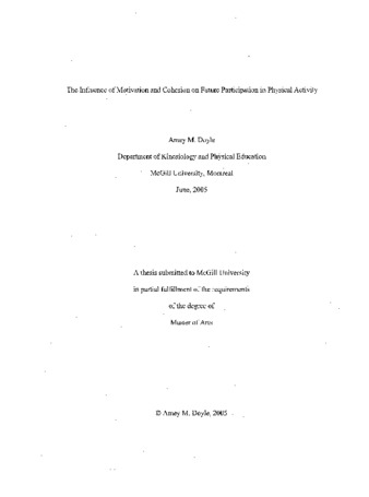 The influence of motivation and cohesion on future participation in physical activity / thumbnail