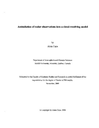 Assimilation of radar observations into a cloud-resolving model thumbnail