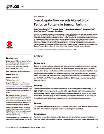 Sleep Deprivation Reveals Altered Brain Perfusion Patterns in Somnambulism thumbnail