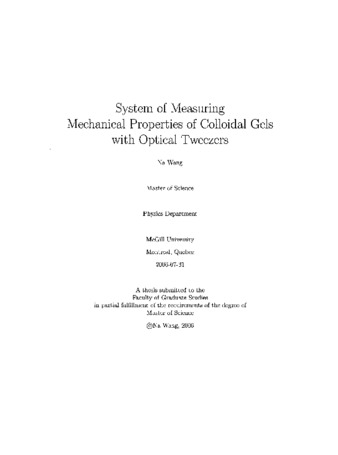 System of measuring mechanical properties of colloidal gels with optical tweezers thumbnail