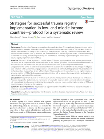 Strategies for successful trauma registry implementation in low- and middle-income countries—protocol for a systematic review thumbnail