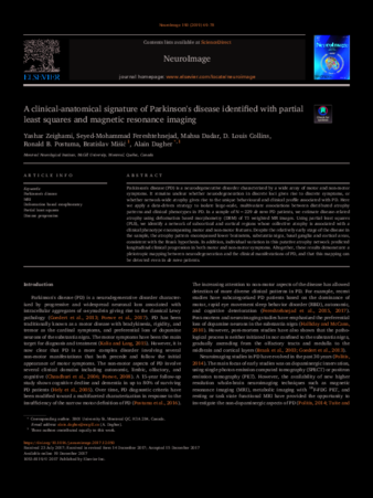 A clinical-anatomical signature of Parkinson's disease identified with partial least squares and magnetic resonance imaging thumbnail