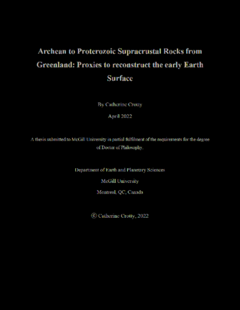 Archean to proterozoic supracrustal rocks from Greenland: Proxies to reconstruct the early earth surface thumbnail