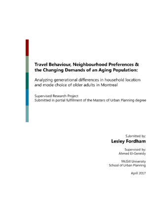 Travel Behaviour, Neighbourhood Preferences & the Changing Demands of an Aging Population thumbnail