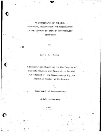 An ethnography of the eye : authority, observation and photography in the context of British anthropology 1839-1900 thumbnail