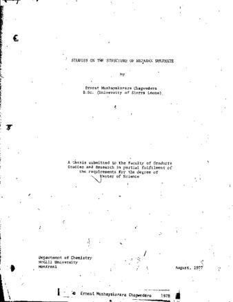 Studies on the structure of heparan sulphate thumbnail