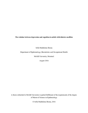 The relation between depression and cognition in adults with diabetes mellitus thumbnail