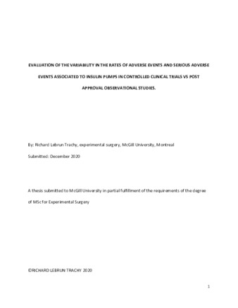 Evaluation of the variability in the rates of adverse events and serious adverse events associated to insulin pumps in controlled clinical trials vs post approval observational studies thumbnail