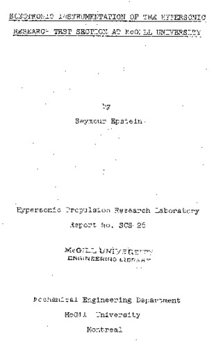 Electronic instrumentation of the hypersonic research test section at McGill University thumbnail