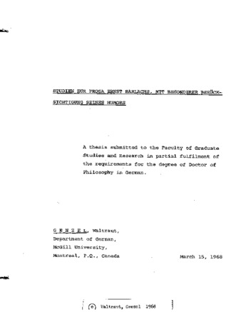 Studien zur Prosa Ernst Barlachs : mit besonderer Berücksichtigung seines Humors. thumbnail