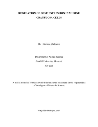 Regulation of gene expression in Murine granulosa cells thumbnail