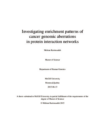 Investigating enrichment patterns of cancer genomic aberrations in protein interaction networks thumbnail