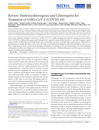 Review: Hydroxychloroquine and Chloroquine for Treatment of SARS-CoV-2 (COVID-19) thumbnail