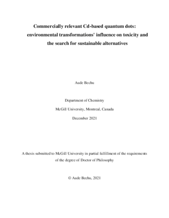 Commercially relevant Cd-based quantum dots: environmental transformations' influence on toxicity and the search for sustainable alternatives thumbnail