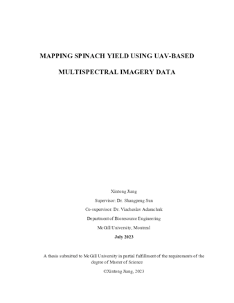 Mapping Spinach Yield Using UAV-Based Multispectral Imagery Data thumbnail