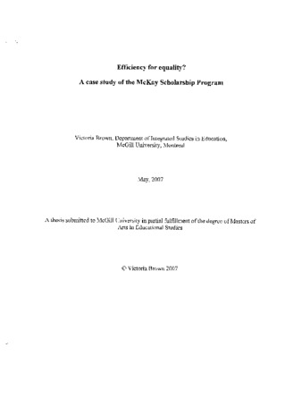 Efficiency for equality? : a case study of the McKay Scholarship Program thumbnail