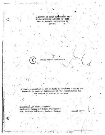 A survey of farm management and socio-economic aspects of beef and dairy-beef production in Quebec. thumbnail