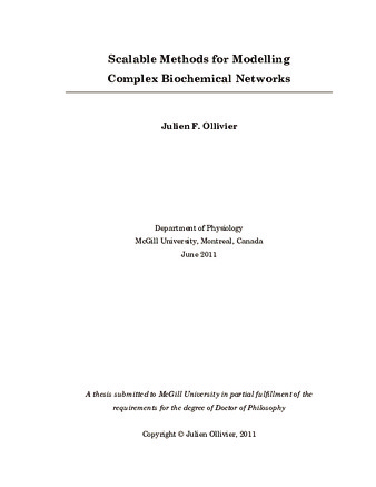 Scalable methods for modelling complex biochemical networks thumbnail