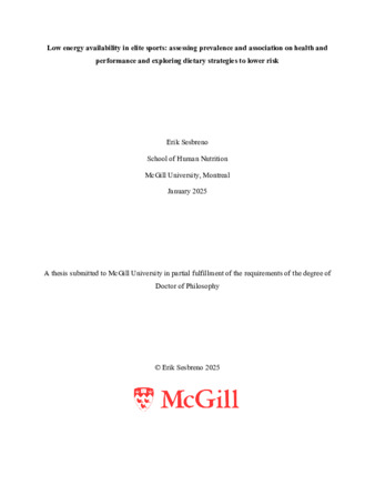 Low energy availability in elite sports: assessing prevalence and association on health and performance and exploring dietary strategies to lower risk thumbnail