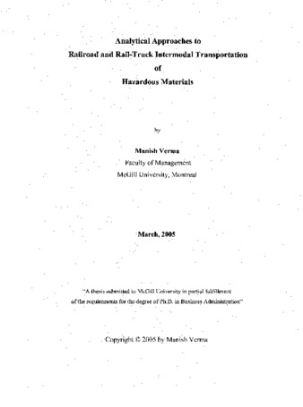 Analytical approaches to railroad and rail-truck intermodal transportation of hazardous materials thumbnail