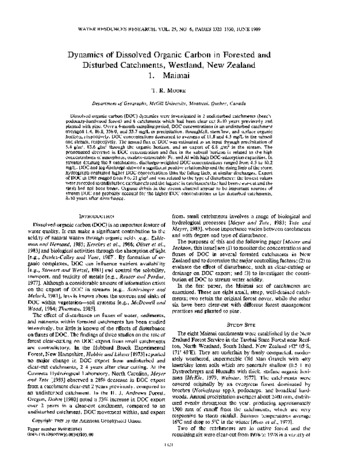 Dynamics of Dissolved Organic Carbon in Forested and Disturbed Catchments, Westland, New Zealand 1. Maimai thumbnail