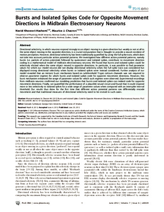 Bursts and isolated spikes code for opposite movement directions in midbrain electrosensory neurons thumbnail