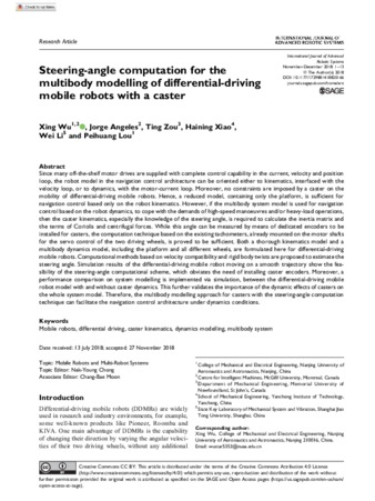 Steering-angle computation for the multibody modelling of differential-driving mobile robots with a caster thumbnail