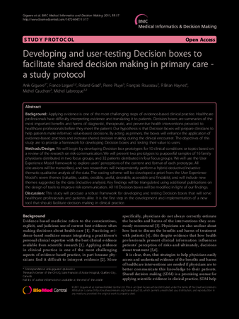 Developing and user-testing Decision boxes to facilitate shared decision making in primary care--a study protocol thumbnail