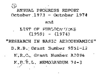 Annual progress report October 1973 - October 1974 and list of publications (1959) - (1974) thumbnail