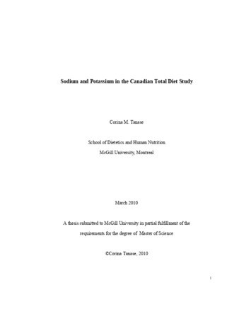 Sodium and Potassium in the Canadian total diet study thumbnail