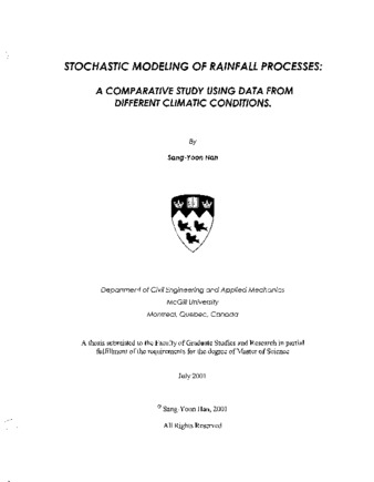 Stochastic modeling of rainfall processes : a comparative study using data from different climatic conditions thumbnail
